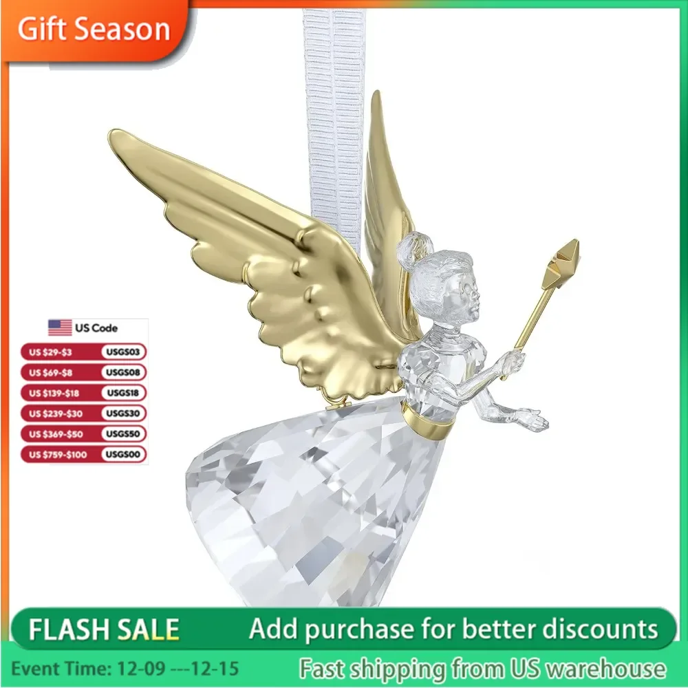 

Holiday Magic Angel Ornament, Clear Crystals and Gold-Tone Finished Accents, Hanging Decoration.