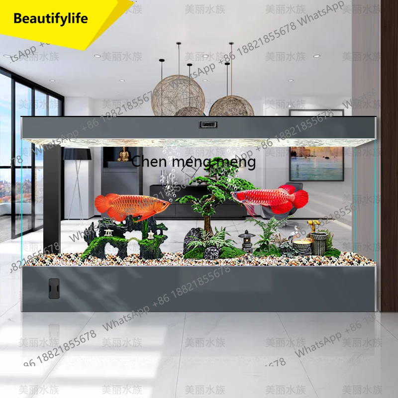 X188 Household new fish tank living room ultra-white glass large water-free floor-to-ceiling integrated aquarium goldfish tank