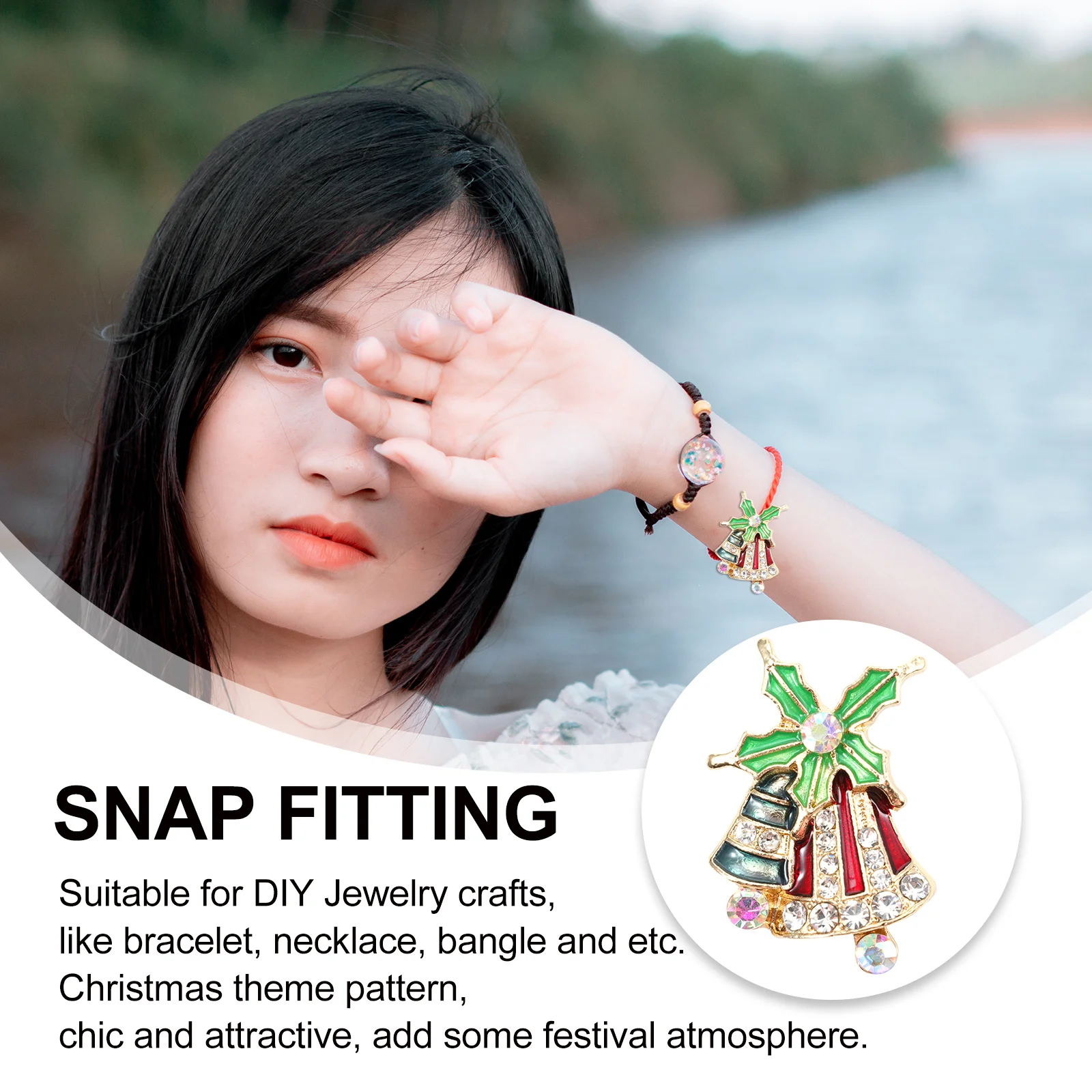 

12Pcs Christmas Jewelry Snap Charms Alloy Button Snaps Rhinestone Decorative Fasteners for DIY Crafts Necklaces Bracelets