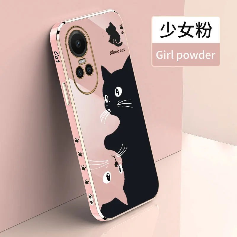 10 Taichi Cat Plating Phone Case For OPPO Reno 11Pro 11 10ProPlus 10Pro 9 9ProPlus 9Pro 8T 8 8Pro 8ProPlus 7 7Pro 7SE 6 Cover