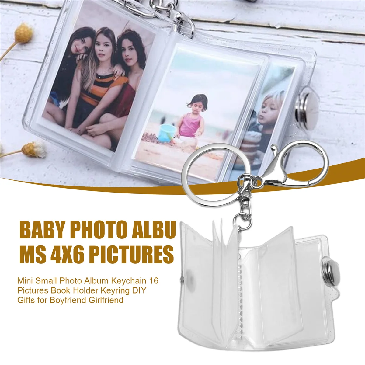 personalized photo album Mini Small Photo Album Keychain 16 Pictures Book Holder Keyring DIY Gifts for Boyfriend Girlfriend