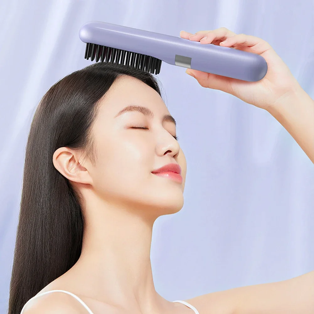 Plancha de pelo inalámbrica, peine caliente, calefacción de cerámica, cepillo eléctrico profesional, peinado suave, plancha, peine para el cuidado del cabello de iones negativos