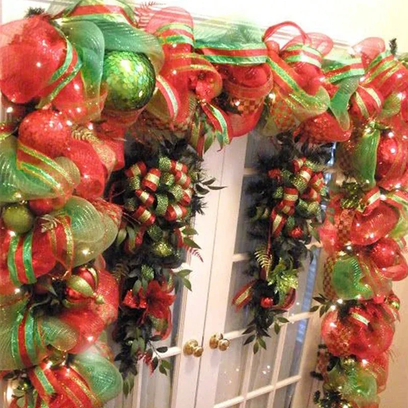 Weihnachtsbaumschmuck, Band, Netzband für Kranz, Schleife, Girlande 2025, Weihnachtsdekoration, Heimdekoration, Geschenke, Navidad, Neujahr 2026 – Detail 15