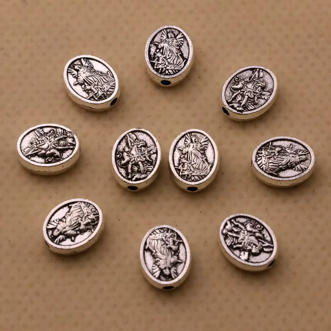 Connecteurs de petites perles amples l'archange, 50 pièces, bouclier croisé de St. Michael, perles d'espacement pour accessoires de fabrication de bricolage