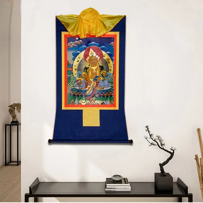 35cm-60cm Tibetan Buddhism Yellow God of Wealth Buddha Statue Thangka Print Scroll