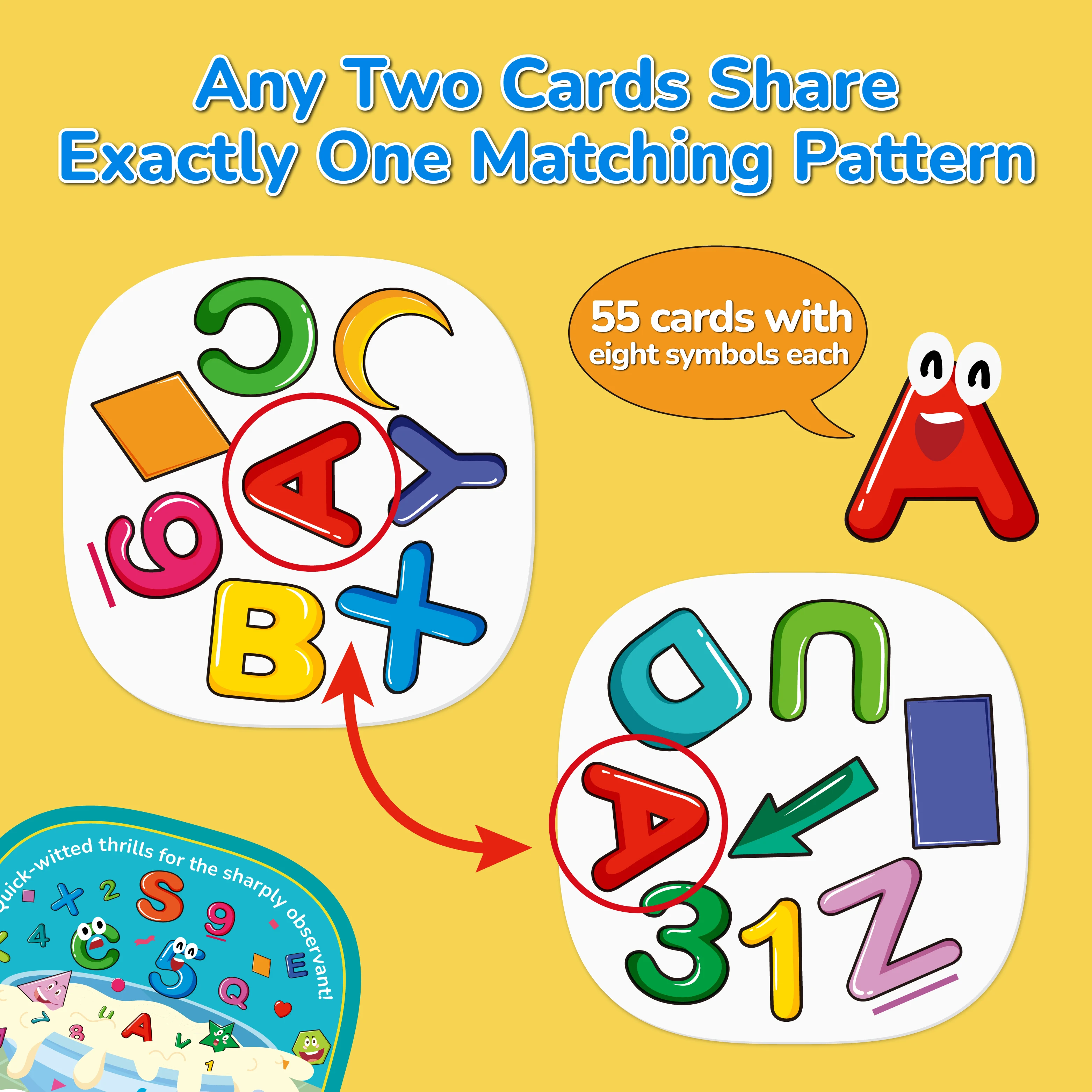 Flipair Nummer- und Form-Matching-Kartenspiel, lustiges visuelles Wahrnehmungsspiel für Familie, Schule, Partys und Reisen