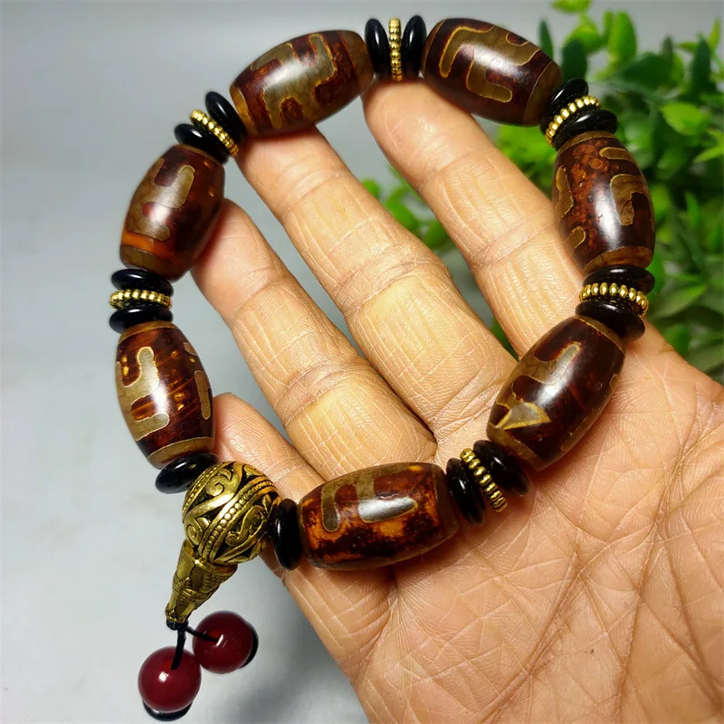 سوار اليشم على الطراز التبتي ، 10 آلاف حبة ، عقيق عتيق ، ممر طريق ، مجوهرات العقيق #1