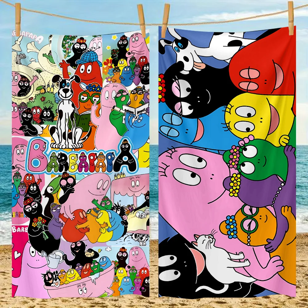 Cartoon Barbapapa Beach Towel Microfiber Sand Free Quick Dry Soft Sandproof Pool Towels Gift for Women Travel Gym Shower Camping