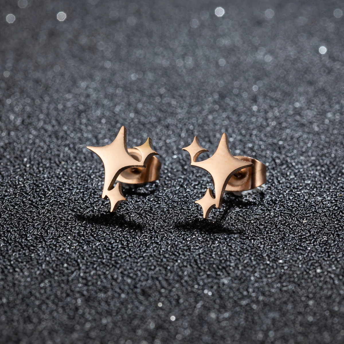 1 Pair 2024 Fashion Stainless Steel Cross Star Stud Earrings for Women Girl Korean Four-Pointed Star Personality Earrings Jewel