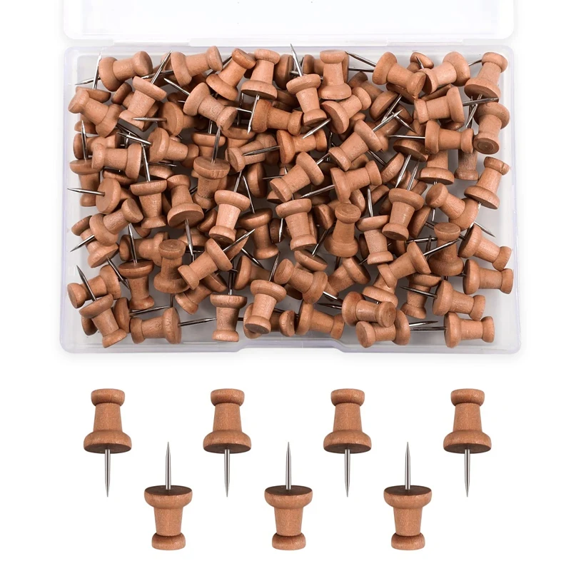 Holz Push Pins Karte Tacks Markierung stifte Holz Karte Daumen Tacks mit Metallspitze für Kork Bulletin Board Craft Projekte