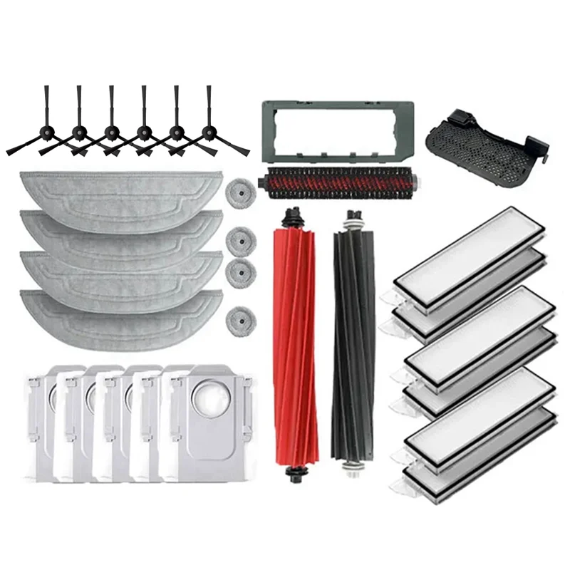 ABKR-For Roborock S8 Maxv الترا روبوت فراغ استبدال أجزاء الجانب الرئيسي فرش ممسحة الملابس مرشحات HEPA كيس لجميع الغبار الملحقات