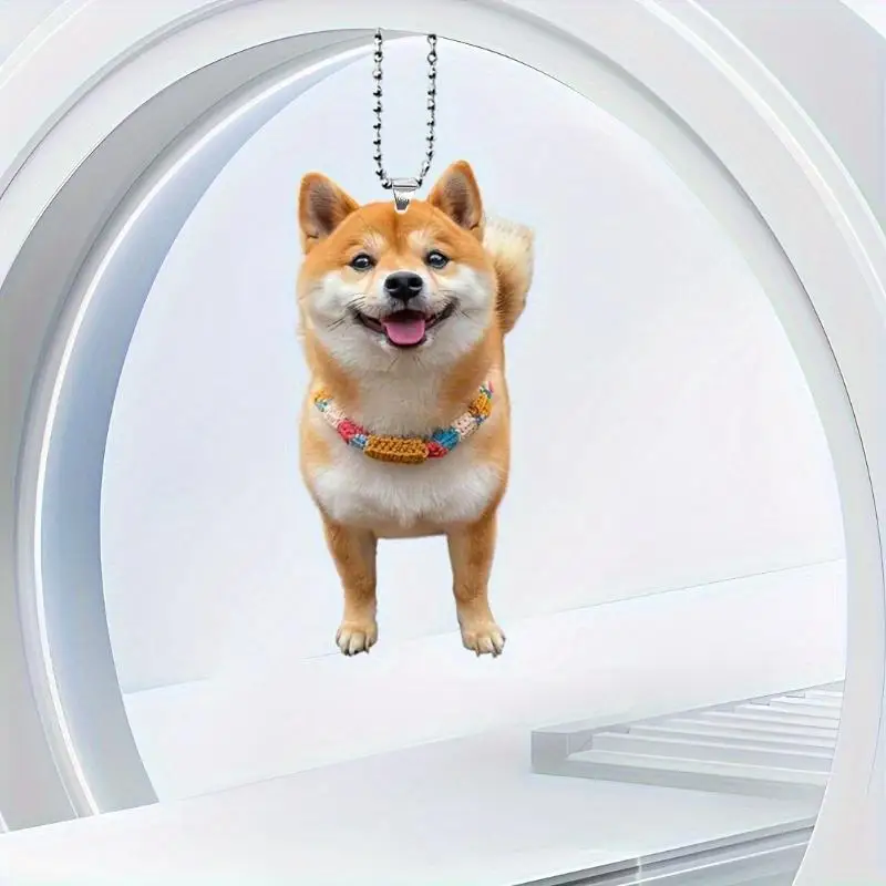 

1 шт. автомобильное подвесное украшение Shiba Inu — 2D акриловый брелок и подвеска в виде зеркала