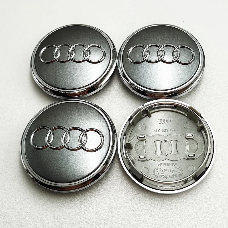 4pcs 77mm Black Grey Car Wheel Center Caps Rim Cover Hub Caps For Audi Emblem 4L0601170 A3 A5 A4 A6 A7 Q3 Q5 Q7 Auto Accessories