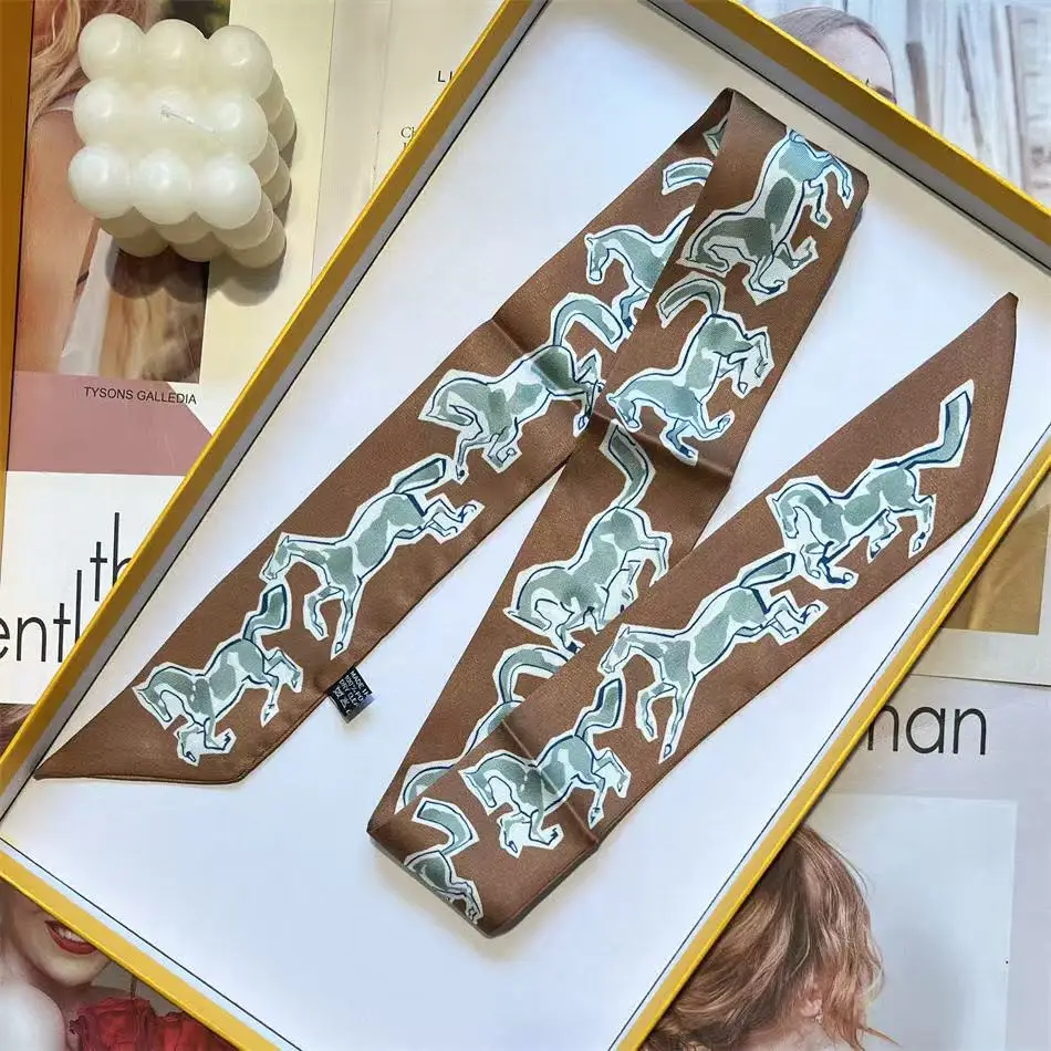 

Бесплатная лошадь, новый французский шелковый шарф в стиле ретро, сумка премиум-класса с ручкой, лента, темперамент, длинная полоска, галстук для волос, стример 5*90 см