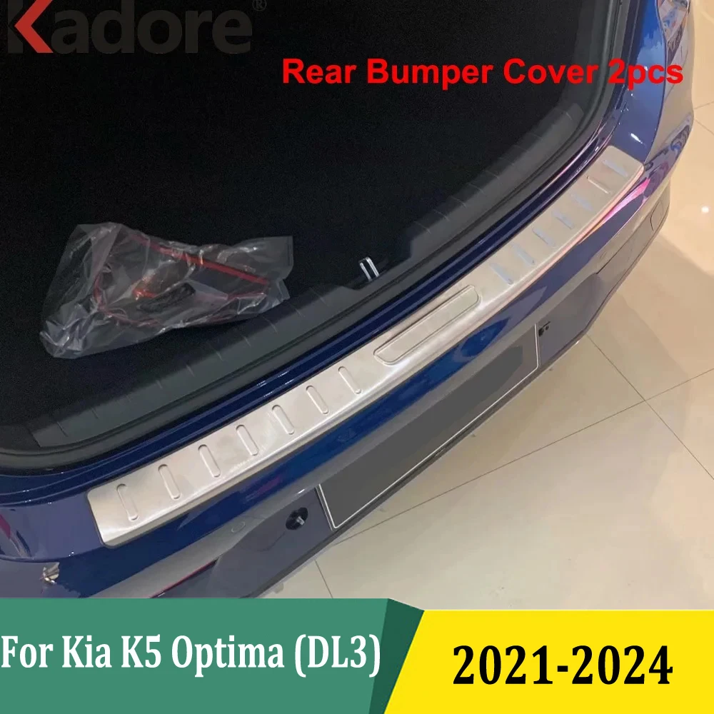 

For Kia K5 Optima (DL3) 2021 2022 2023 Tail Trunk Scuff Plate Cover Rear Bumper Pad Protector Trim Car-Styling Stainless Steel