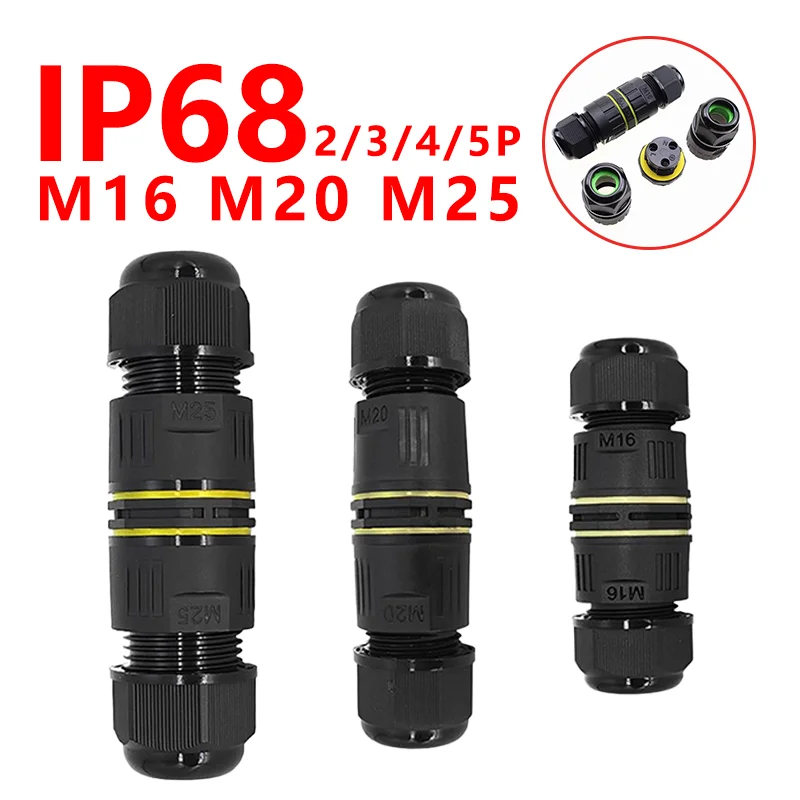 

5/10/100Sets M16 M20 M25-2/3/4/5 Pin Electrical Terminal Adapter Wire IP68 Waterproof Connector Screw Solderless for LED Light