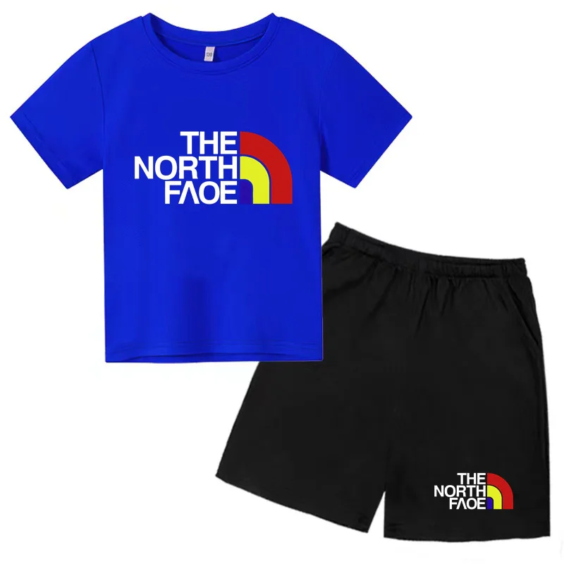 

Kids Summer T-shirt Rainbow Color Letter Print Boys Girls 3-12 Years Old Toddler Top+ Shorts 2P Casual Charming Brand Sports Set