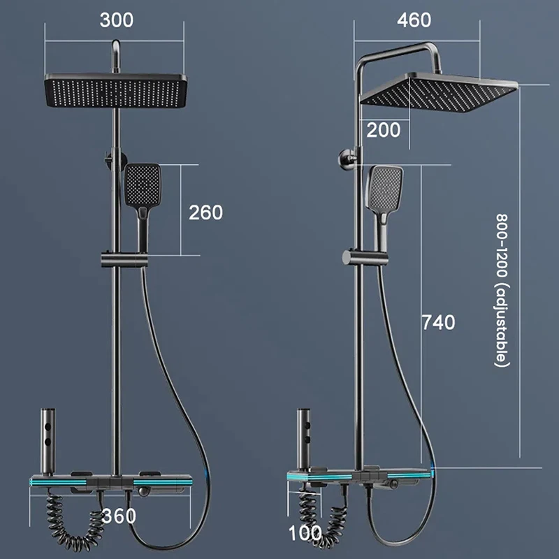 Set doccia multifunzionale con illuminazione ambientale Display digitale intelligente per bagni domestici Set sistema doccia pressurizzato