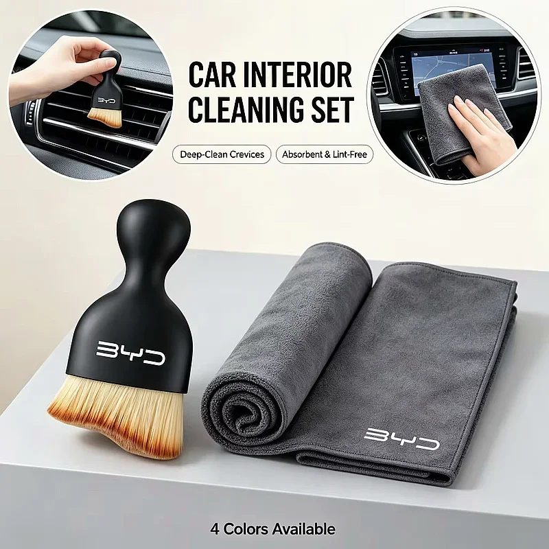 For BYD Seal U Dolphin Mini Sealion 7 Song Pro ATTO 3 Yuan Dolphin Seal 5 Car Interior Cleaning Soft Brush Towel Valve Cap