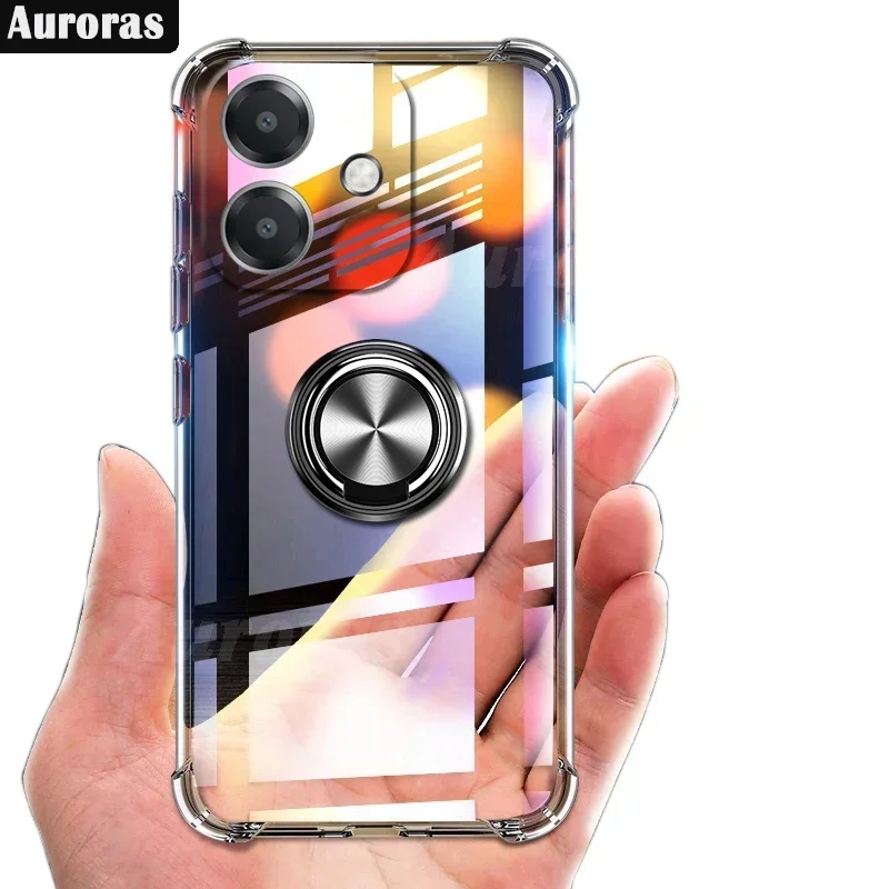 For OPPO A40 A60 A80 4G Case Adsorbable Ring Transparent Airbag Silicone Shell For OPPO A40M A3X a3 A OPPO A3 4G/5G Cover Fundas