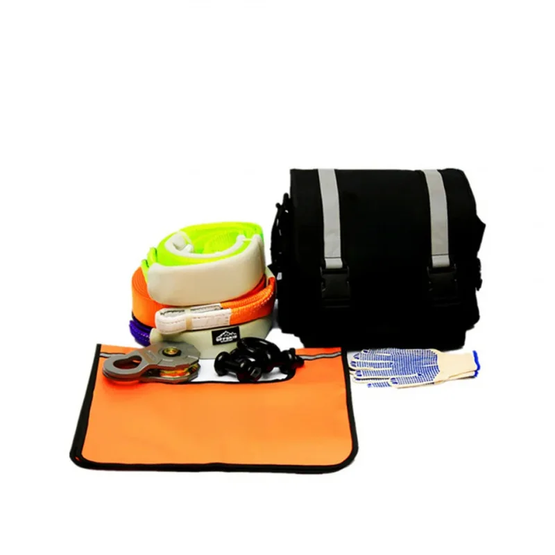 Vehicle Emergency Towing and Recovery Strap Kit Off Road Truck Tree Winch Extension Snatch Tow Rope Straps Storage Bag
