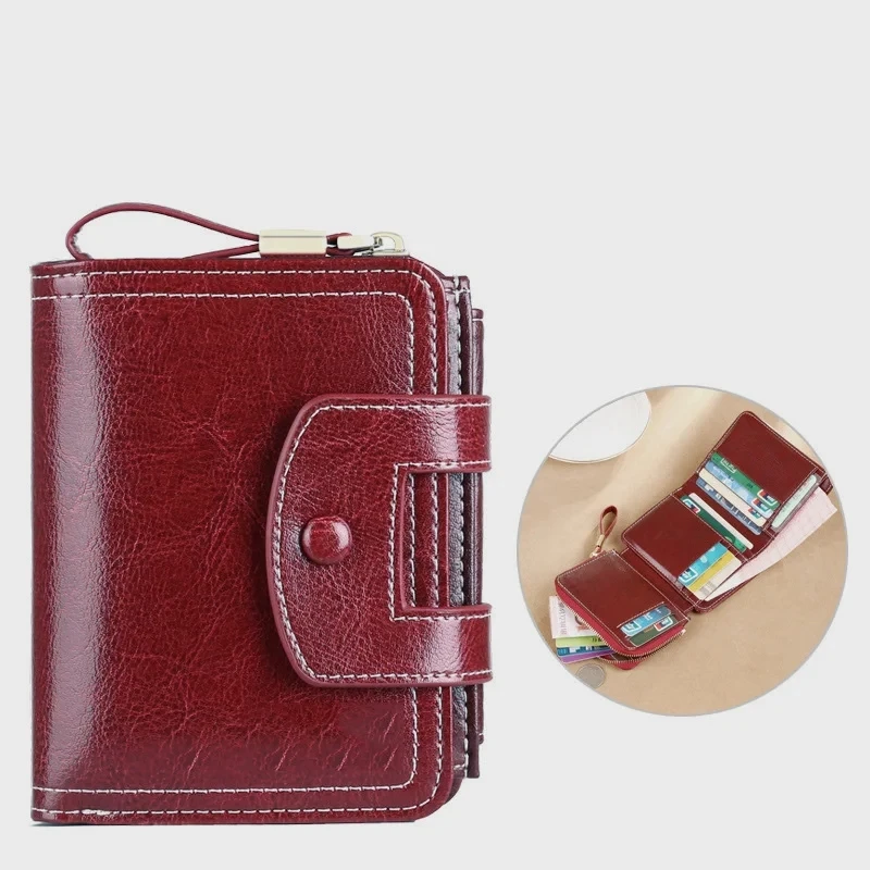 Portefeuille court pour femme, porte-monnaie multifonctionnel antivol RFID, compact et portable, fermeture à pression, avec plusieurs emplacements pour cartes et porte-clés