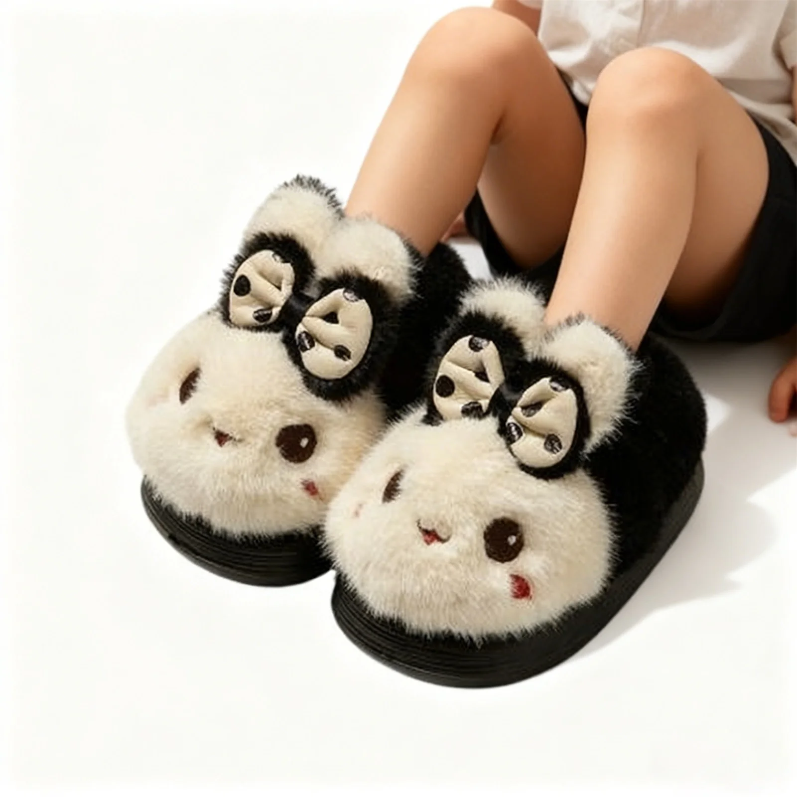 

Boys and Girls Autumn Winter Cotton Slippers Cute Animals Warm Shoes Non-slip Soft Comfortable Plush Home Indoor Shoes