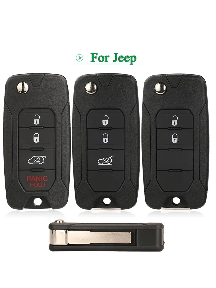

jingyuqin 2/3/4 Buttons For Jeep Renegade 2015 2016 2017 2018 Folding Car Remote Key Case Shell Replacement SIP22 Blade Fob