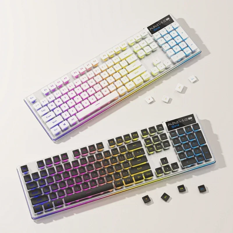 Eweadn V3pro Wireless Bluetooth Three-mode Ultra-thin Keyboard RGBsmart Display Gaming Keyboard Learn Laptop Accessories