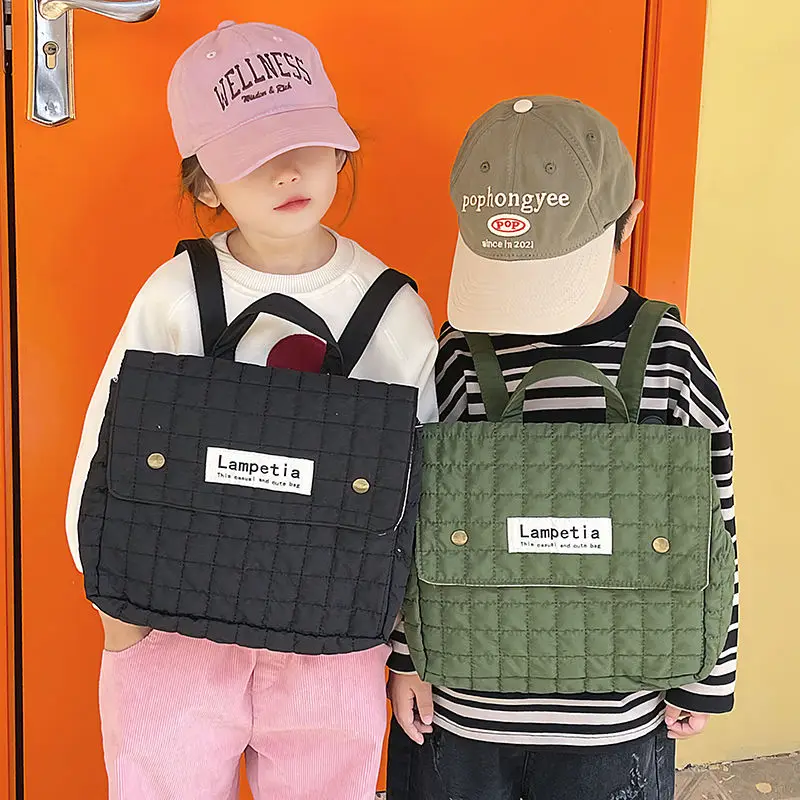 Korea Style Kids Backpack for Boys Girls Fashionable Letter Carrying Backpack Kids School Bags Autumn Winter Kid Bag