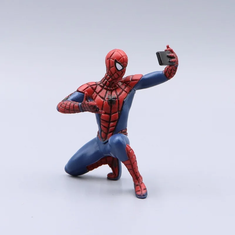 7-8 ซม.4pcs Spidermans ตัวเลขการกระทํา Marvel's อะนิเมะตุ๊กตารถเครื่องประดับตกแต่งบ้านเด็กคลาสสิกของเล่นของขวัญวันเกิด