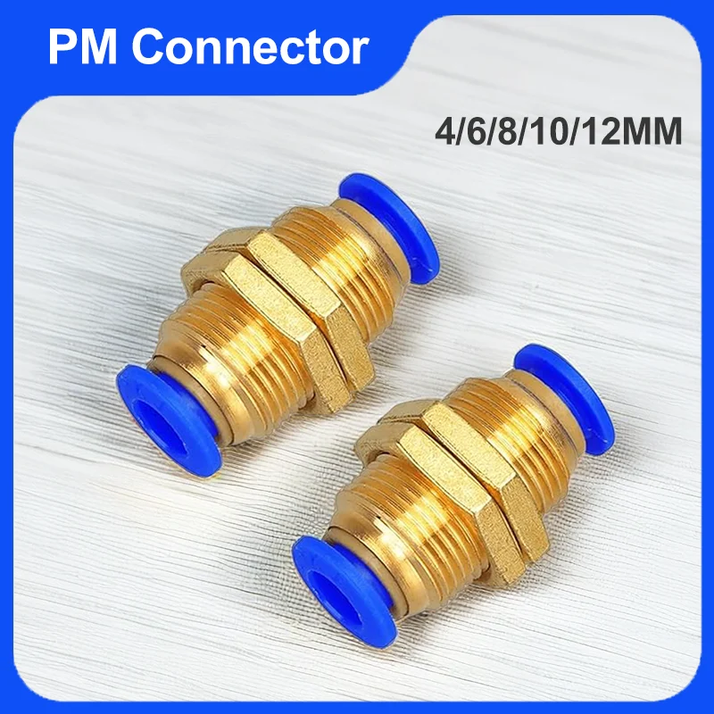 

PM Pneumatic Connector 5Pcs 4mm 6mm 8mm 10mm 12mm Brass Pneumatic Fitting Straight Through Push in Fitting