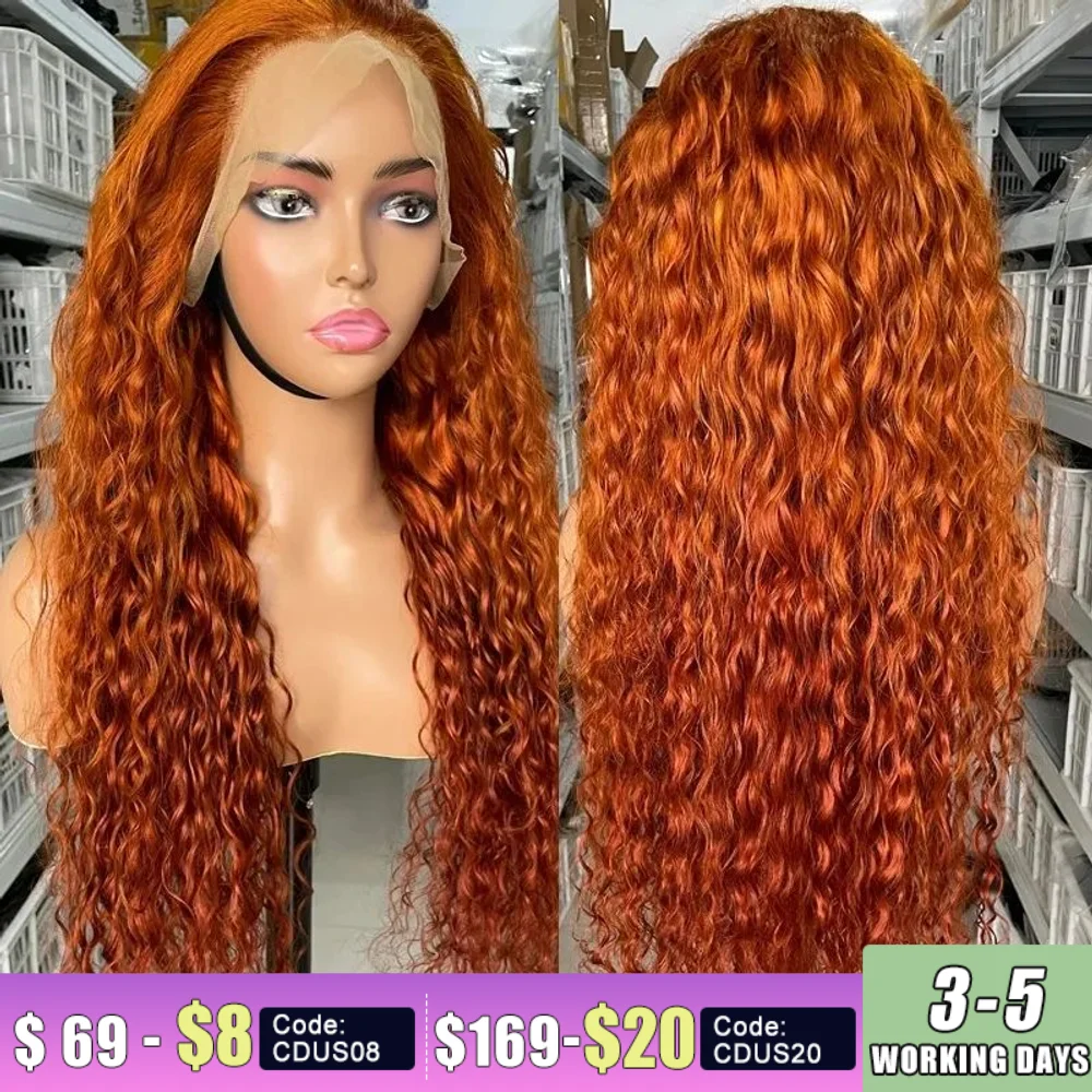 

IAMVIP 13x6 13x4 Orange Ginger Deep Wave Remy Lace Front Wig Colored Curly Lace Frontal Human Hair Wigs For Women Human Hair Wi