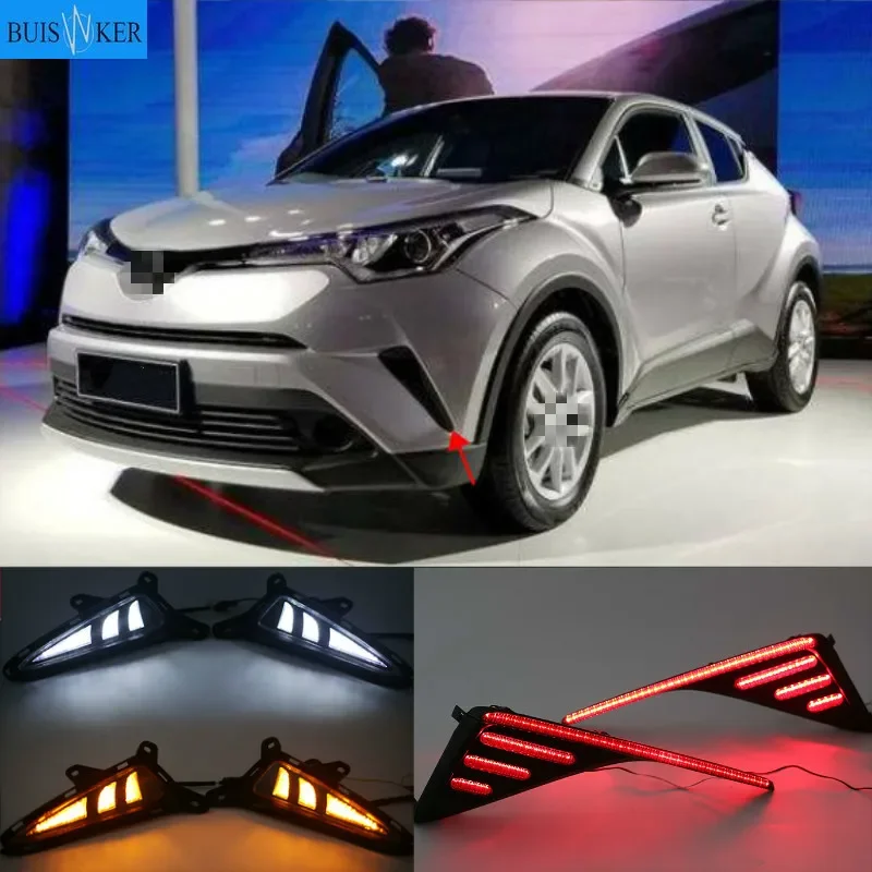 

1Set LED DRL For Toyota C-HR CHR 2016 2017 2018 2019 Daytime Running Light Rear Tail bumper Fog Lamp Brake light Warning light