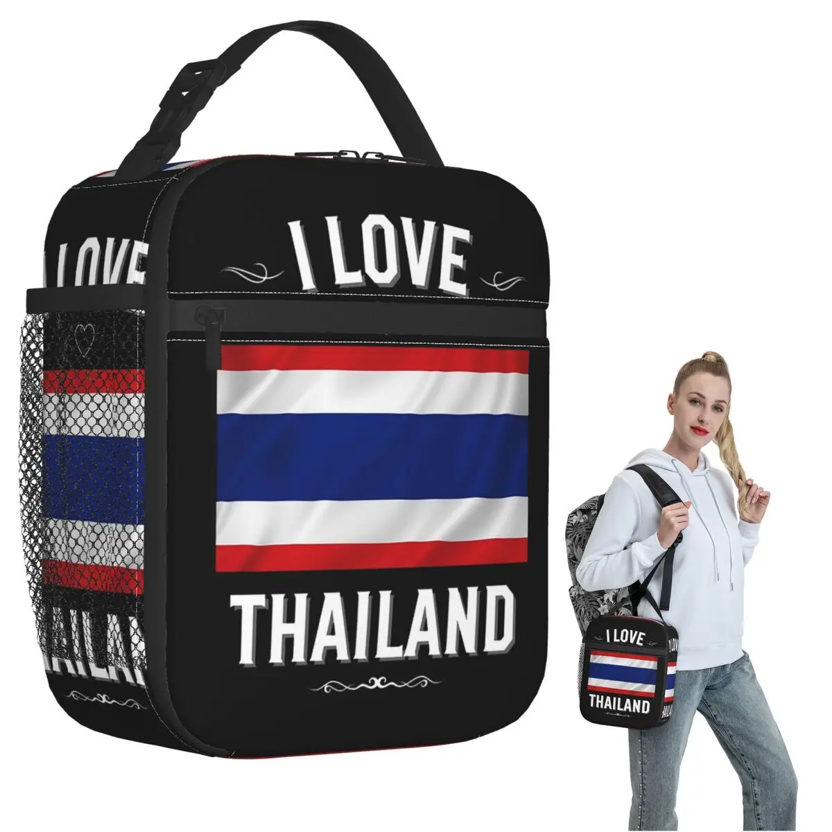 

Изолированная сумка для обеда I Love Thailand для женщин и детей, портативная термосумка для еды