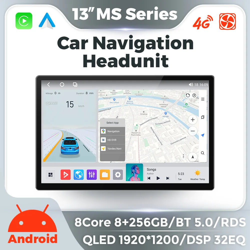 2din android 13th Rendszer 13th hüvelykes 1920*1200 autó Multimédia videó Játszadozó 2DIN hifi Rádióadó GPS számára nissan Hyundai Motor Company kia toyota Honda Racing F1