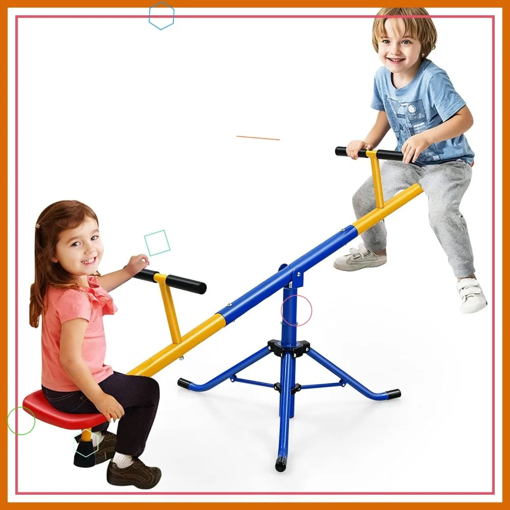 Kids Swivel Seesaw with 360 Rotation, Indoor Outdoor Play Equipment for Toddlers, Christmas Gift