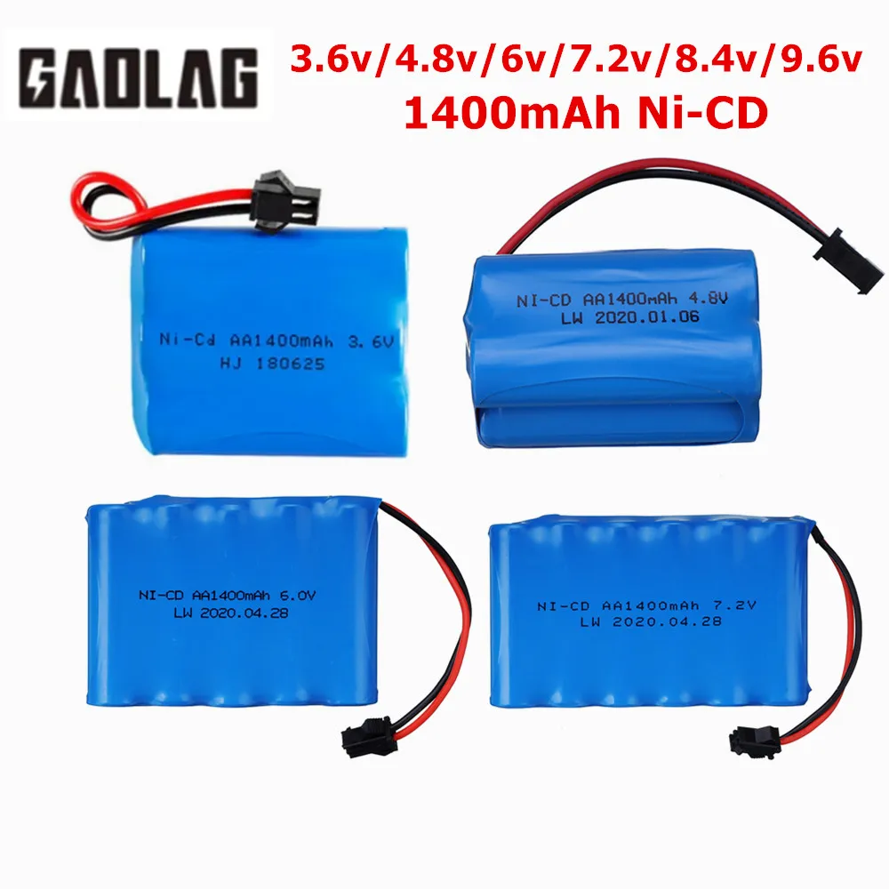 3.6V 4.8V 6V 7.2V 8.4V 9.6V 12V 1400mAh NiCD battery For RC Toys Cars Trucks Tank Guns Spare Parts AA Ni-CD Battery pack 1pcs