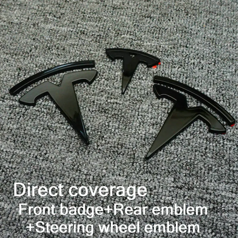 Suitable for Tesla Model 3 Model Y car logo pasting, tail label, front label, carbon fiber steering wheel logo modification