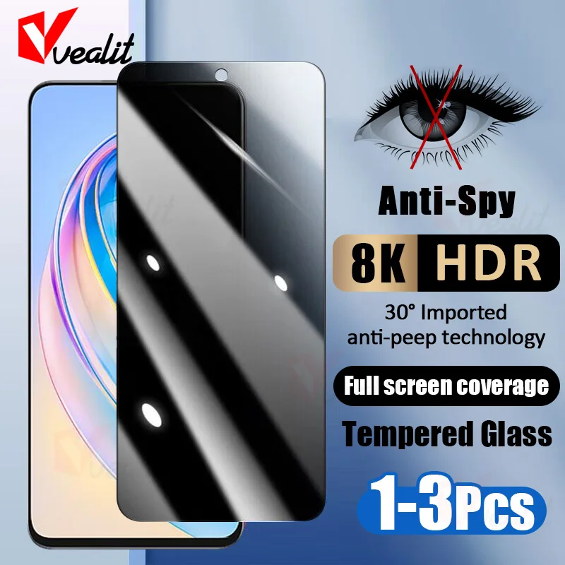 1-3Pcs Anti-spy Protective Glass For Honor X8a X7a X6a X40 GT Privacy Screen Protector For Honor 20 30 Play 30 40 8T 7T 6T Pro