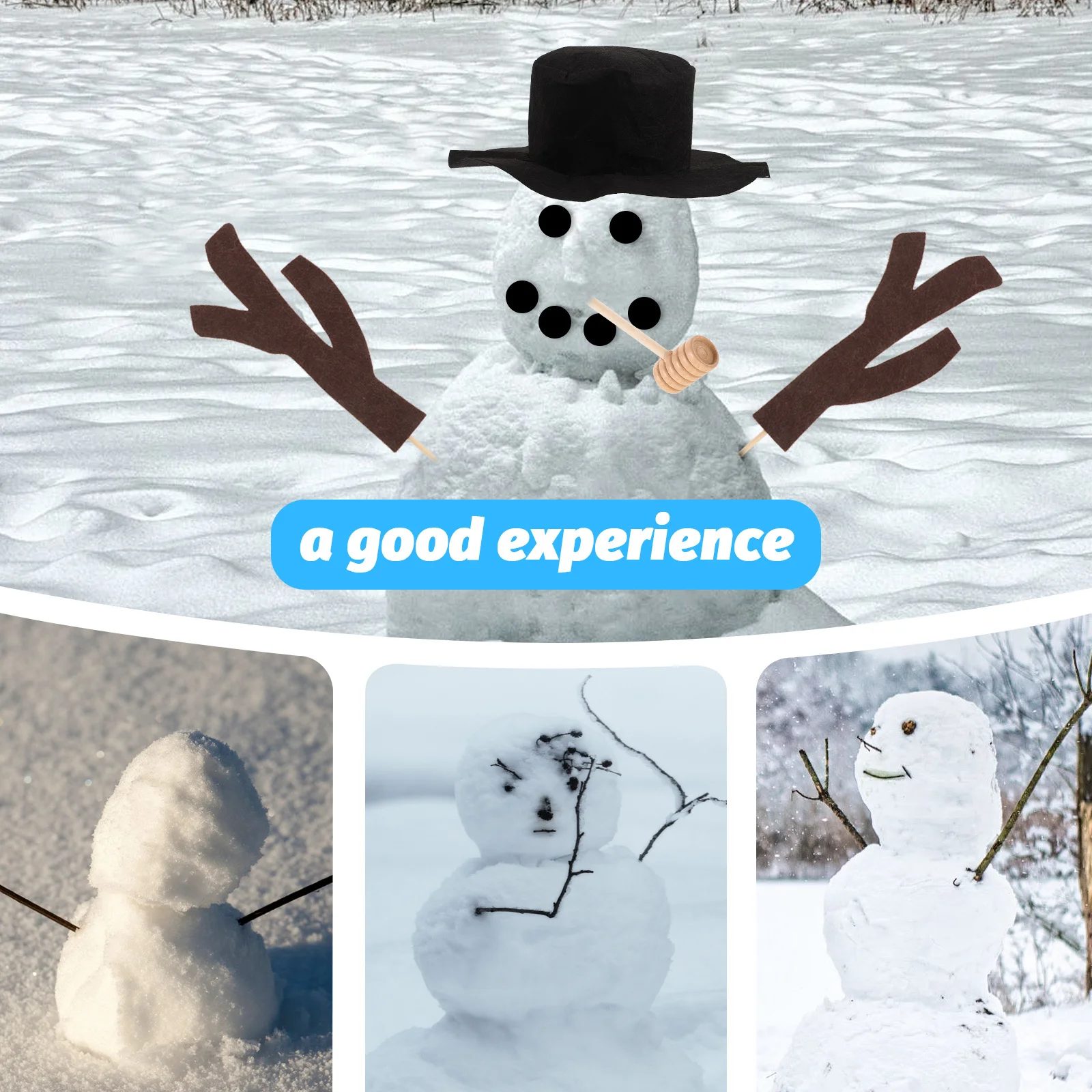 

1Set DIY Snowman Making Kit with Hat Scarf for Christmas Decor Outdoor Snowman Dress-Up Accessory Festive Prop