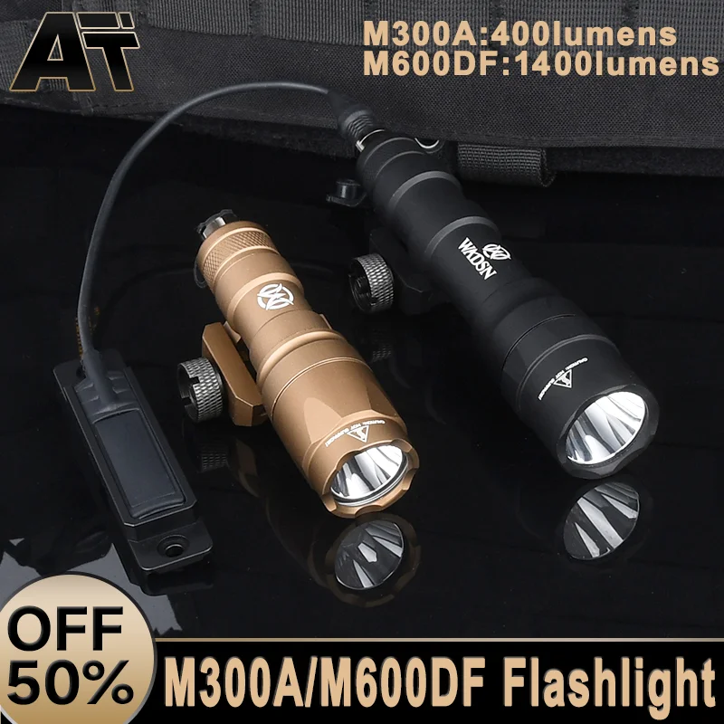 

WADSN Tactical M600DF M300A M600 M300 Flashlight White Light Metal Tail Switch Card Slot Fit M-Lok Keymod Rail Hunting Accessory