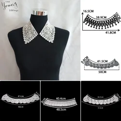 Vendite all'ingrosso di 1-10 pezzi ricamo bianco e nero Latte tagliuzzato colletto singolo lungo collare cucito fai da te accessori in pizzo