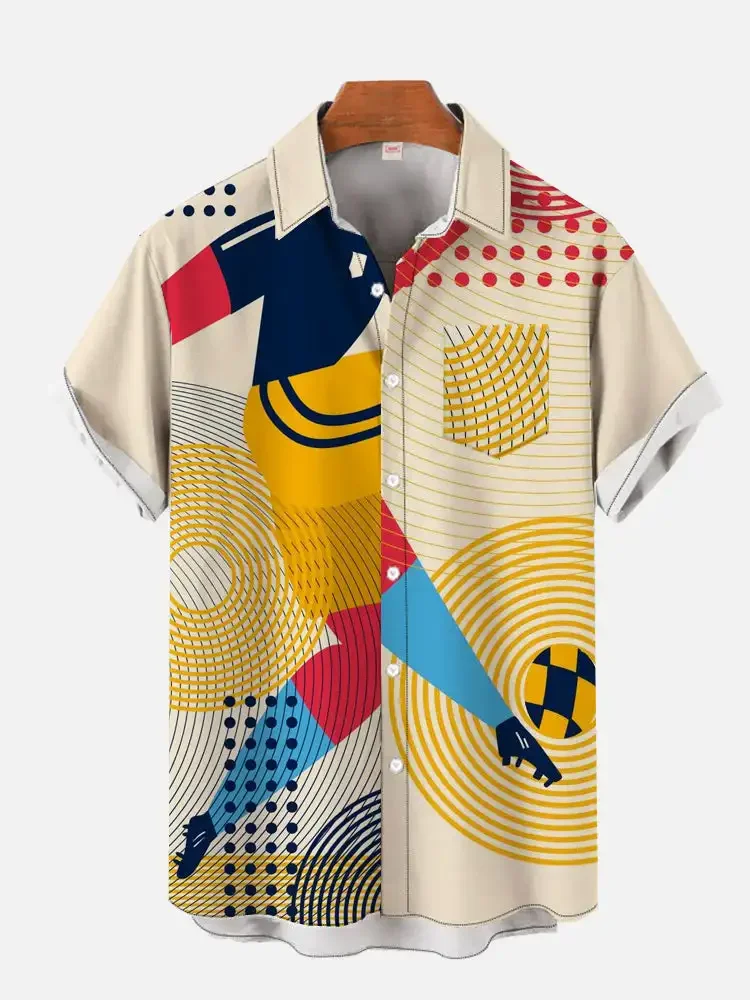 New summer Shirts for self-cultivation, featuring geometric patterns, modern style colorful paintings, football-style shirts