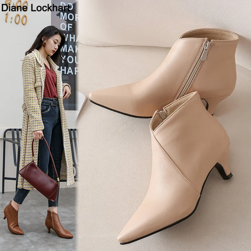 

2024 Autumn New Pointed Toe High Heel Women Boots Fashion Ankle Boats Female Zipper Cheap High Heel Booties Shoes Ladies 31-43