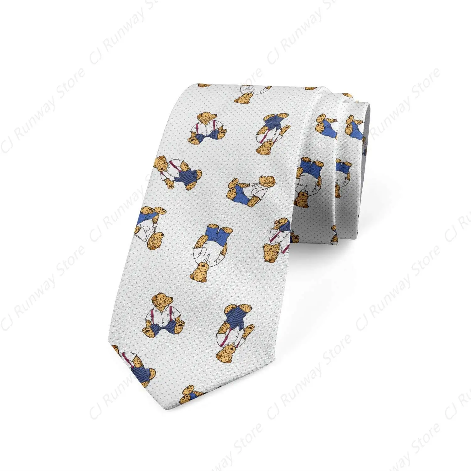 Men's Tie, Teddy Bear Cartoon, Necktie, 3.7