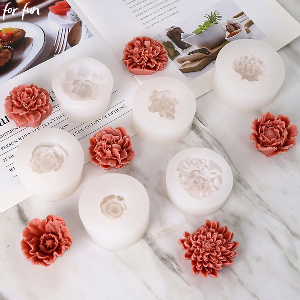 

For Fun 3D DIY Peony Flowers Carnation Silicone Mold Cake Fondant Candles Scented Candles Handmade Valentine's Day Soap Mould