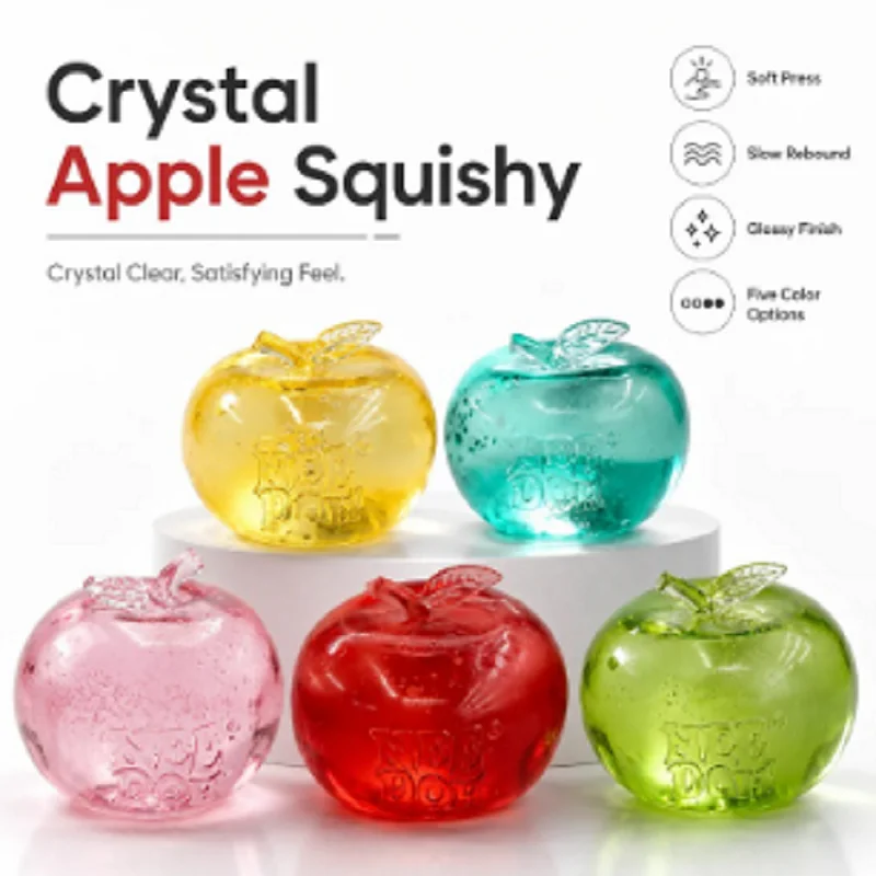 Stress-relief toy: Nee Doh Squishy Apple, transparent, wearable; helps reduce stress and anxiety in adults, suitable as a gift. view 2