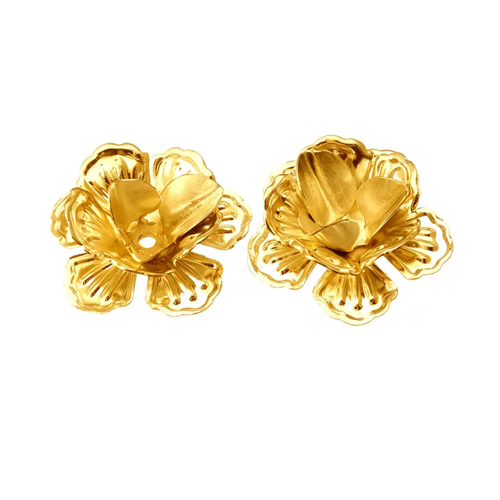 20PCS 21x10MM Antique Bronze Silver Color Gold Color Iron 3D Flowers Beads Caps Spacer Jewelry Findings Accessories Wholesale