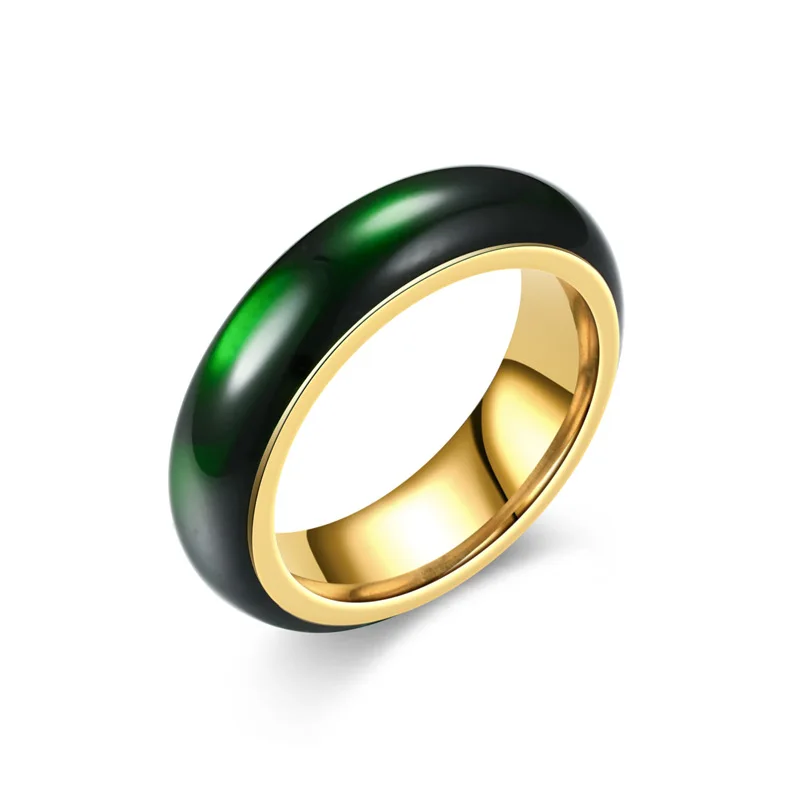 Simple Vintage Artificial Green Jade Stainless Steel Mens Womens Rings Charm Trendy For Couple Girl Boyfriend Jewelry Gift